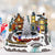 WISH LED Light Christmas Village Frozen Fountain Snow Covered Dollhouse with Christmas Tree decoration
