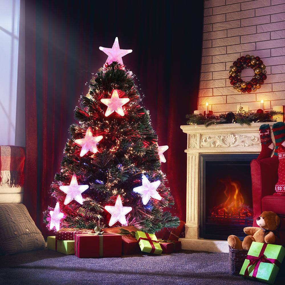 WISH Green Christmas Tree with Ultra Bright Multicolour LED Fiber Optical Star Lights